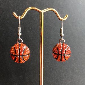 Glowing vivid orange basketball earrings Beautiful sparkle and movement. EUC